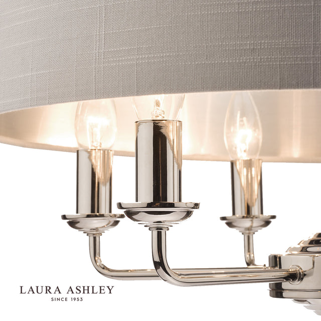 Laura Ashley Sorrento 6lt Pendant Polished Nickel With Silver Shade