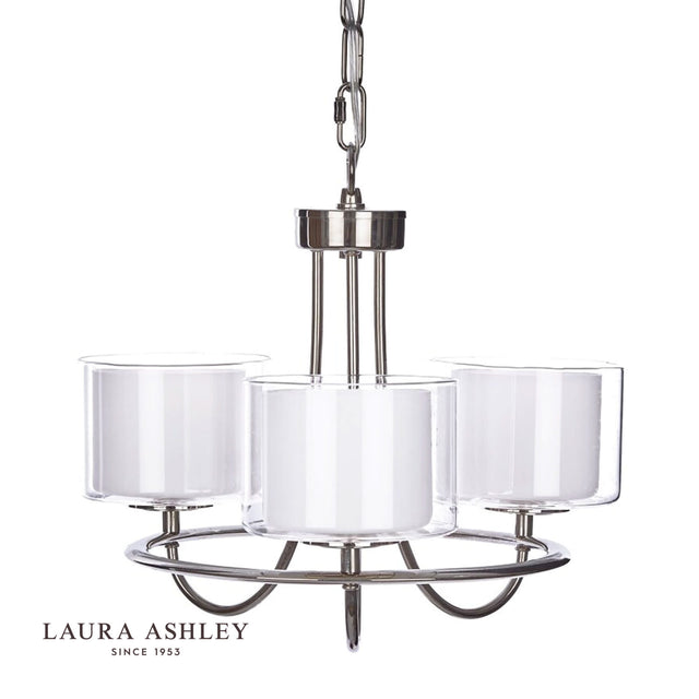 Laura Ashley Southwell 3lt Chandelier Polished Nickel & Glass Shades