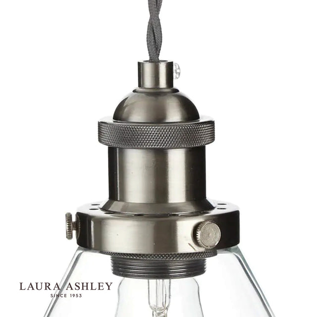 Laura Ashley Isaac Pendant Satin Nickel Glass