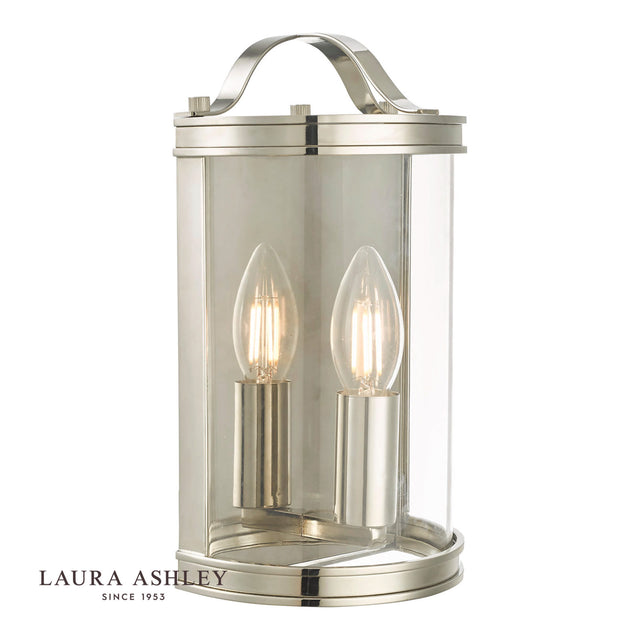 Laura Ashley Harrington Wall Light Polished Nickel Glass