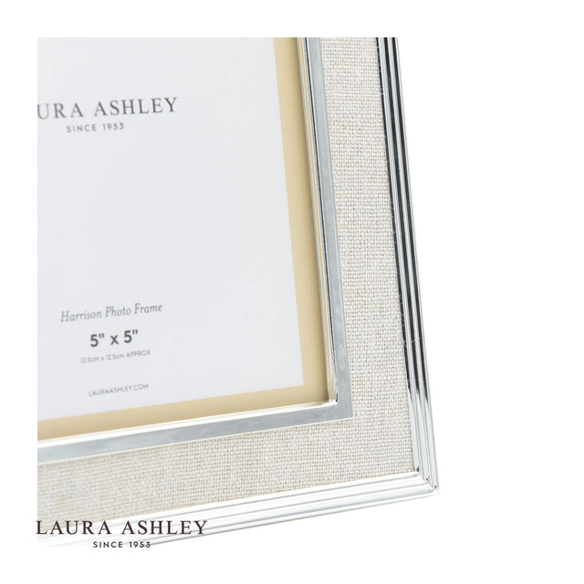 Laura Ashley Harrison Photo Frame Polished Silver Linen 5x5"