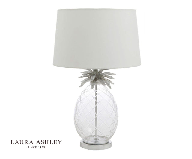 Laura Ashley Pineapple Table Lamp Clear Cut Glass & Polished Chrome With Shade