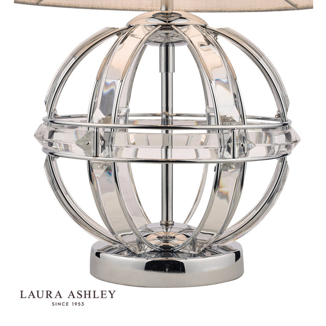 Laura Ashley Aidan Glass & Polished Chrome Globe Table Lamp with Shade