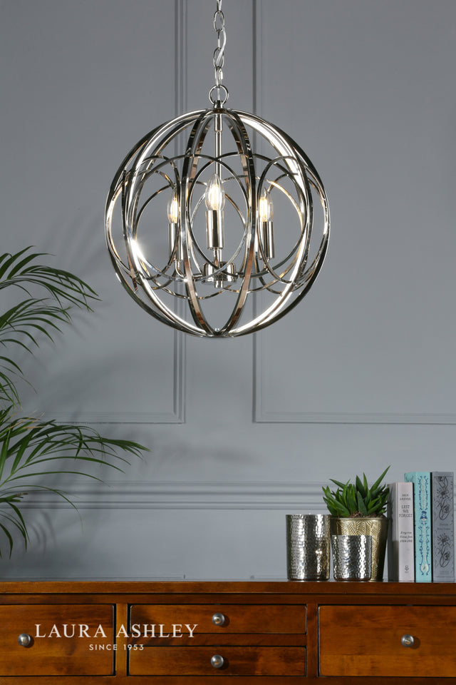 Laura Ashley Orbital 3lt Pendant Polished Nickel