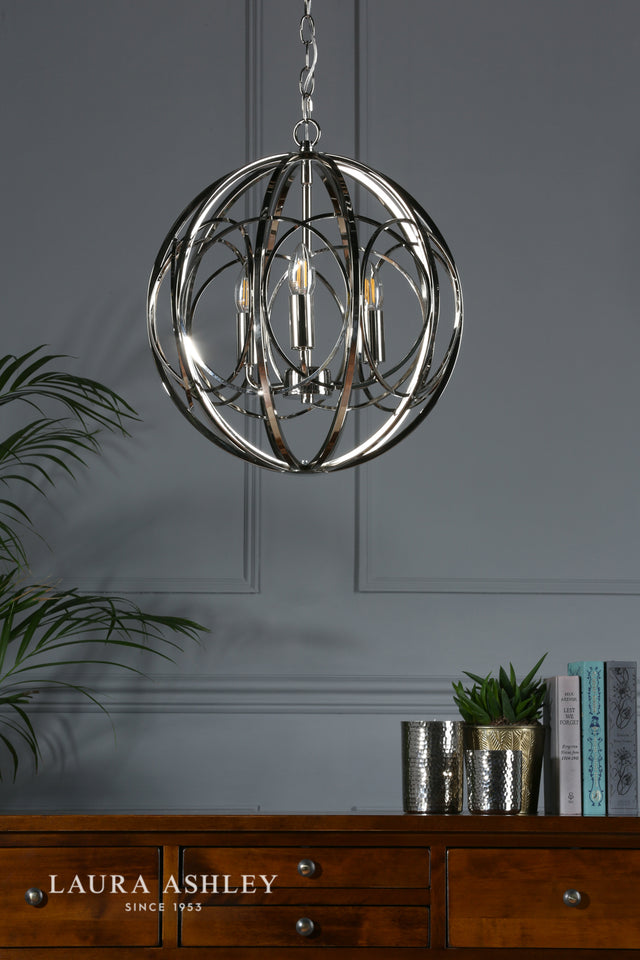 Laura Ashley Orbital 3lt Pendant Polished Nickel