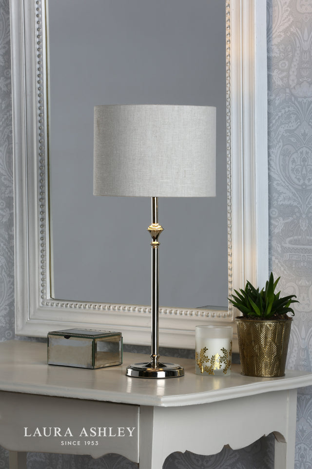 Laura Ashley Highgrove Table Lamp Polished Nickel With Shade