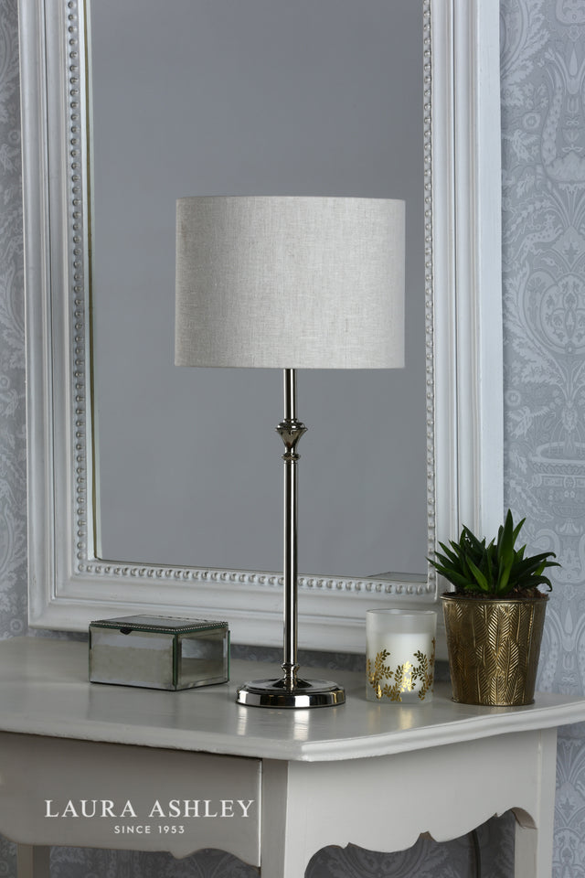 Laura Ashley Highgrove Table Lamp Polished Nickel With Shade