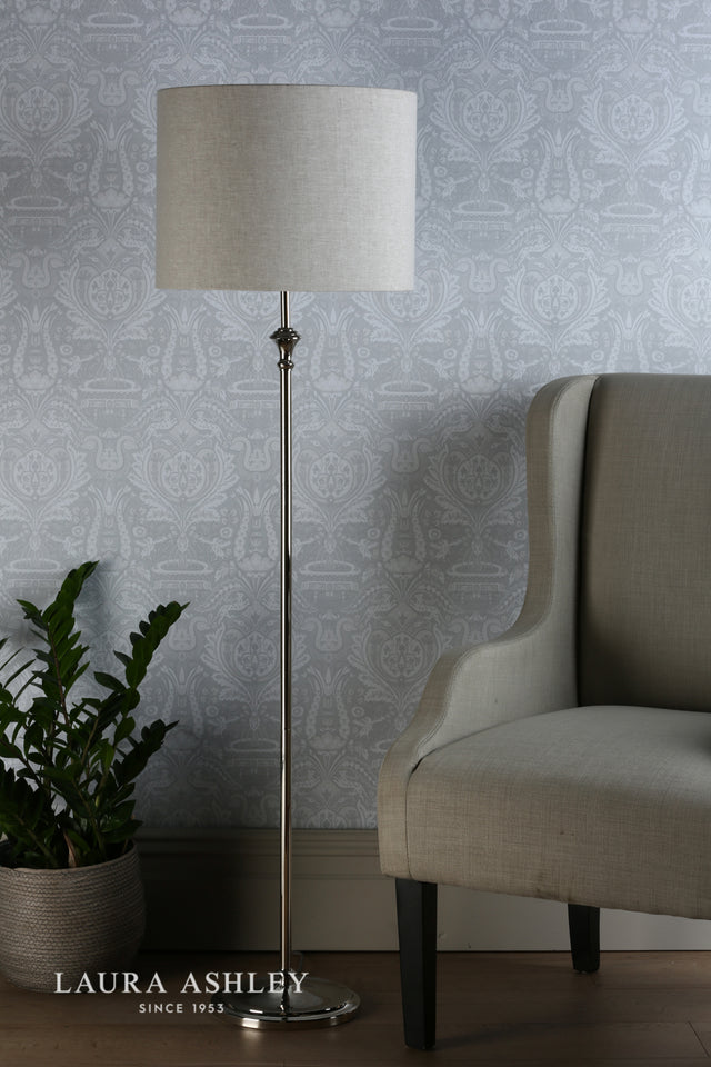 Laura Ashley Highgrove Floor Lamp Polished Nickel With Shade