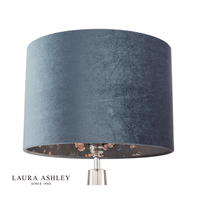 Laura Ashley Portia Drum Shade Blue Velvet 30.5cm/12"