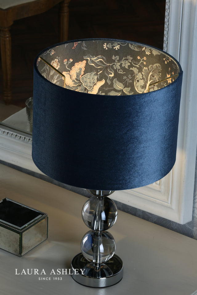 Laura Ashley Portia Drum Shade Blue Velvet 30.5cm/12"