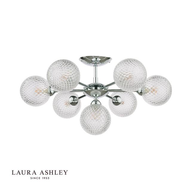 Laura Ashley Atherton 7lt Semi Flush Polished Chrome Glass