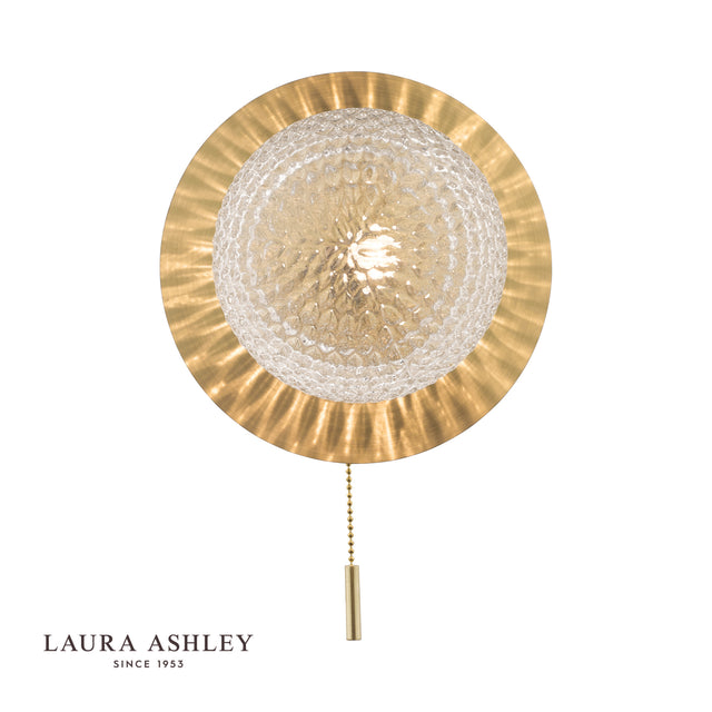 Laura Ashley Prague Bathroom Wall Light Glass Satin Brass IP44