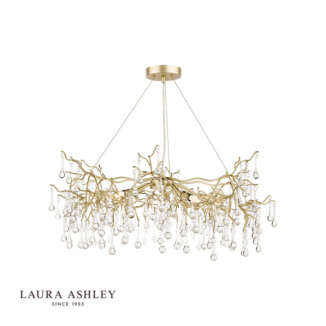 Laura Ashley Willow 5lt Pendant Satin Champagne Crystal