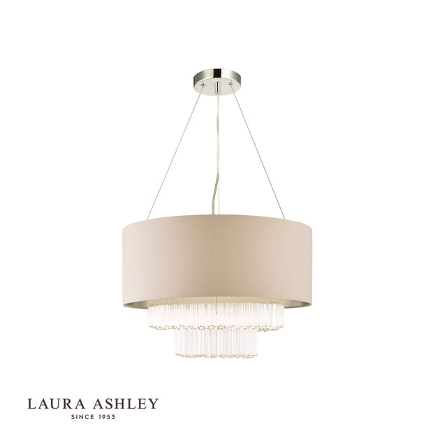 Laura Ashley Genevieve 5lt Pendant Grey Shade Glass