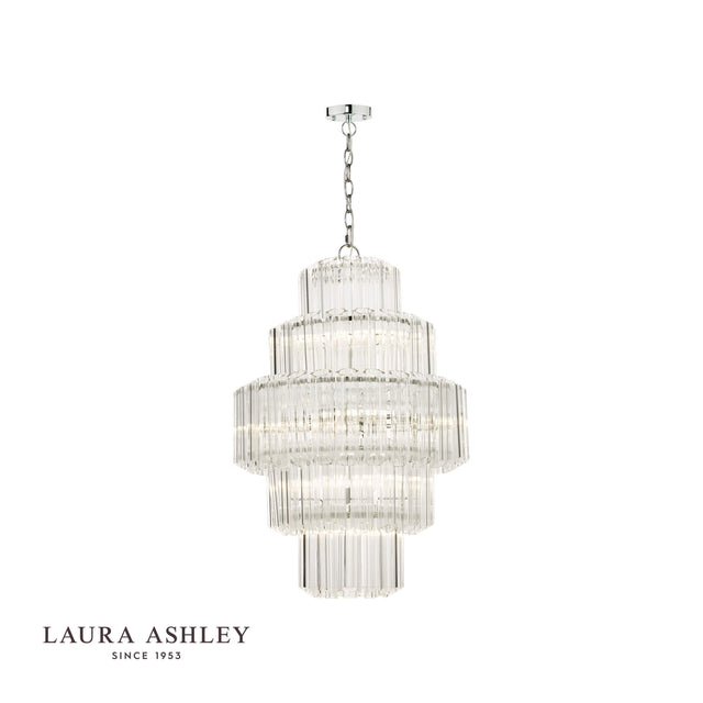 Laura Ashley Genevieve 9lt Tiered Pendant Polished Chrome Glass