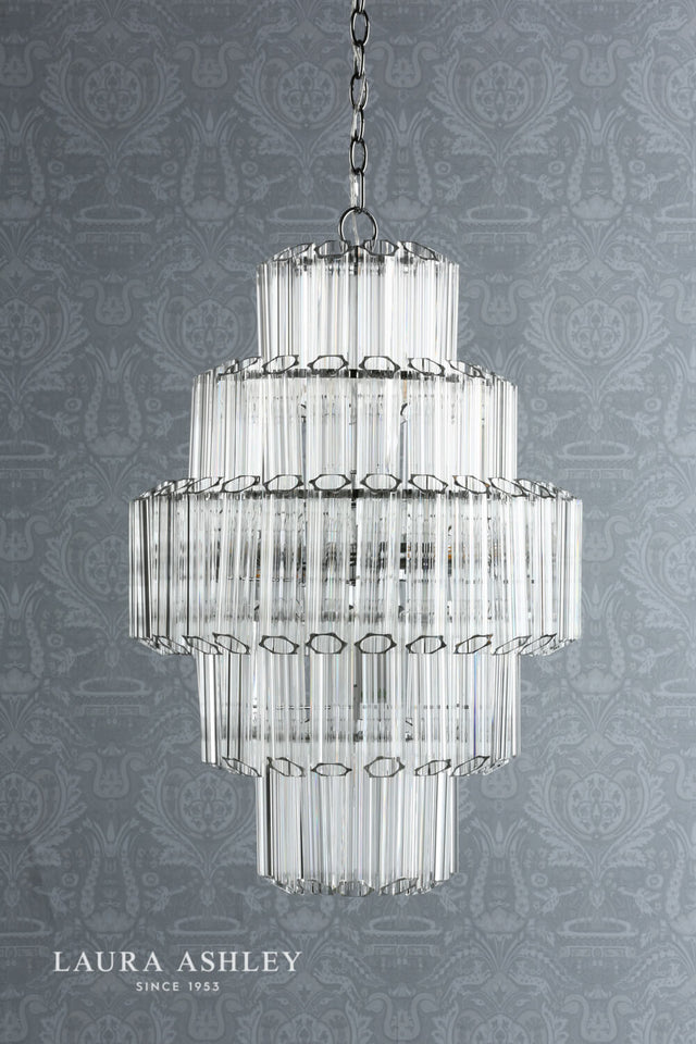 Laura Ashley Genevieve 9lt Tiered Pendant Polished Chrome Glass