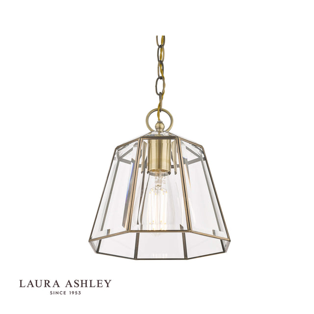 Laura Ashley Clayton Pendant Antique Brass Glass