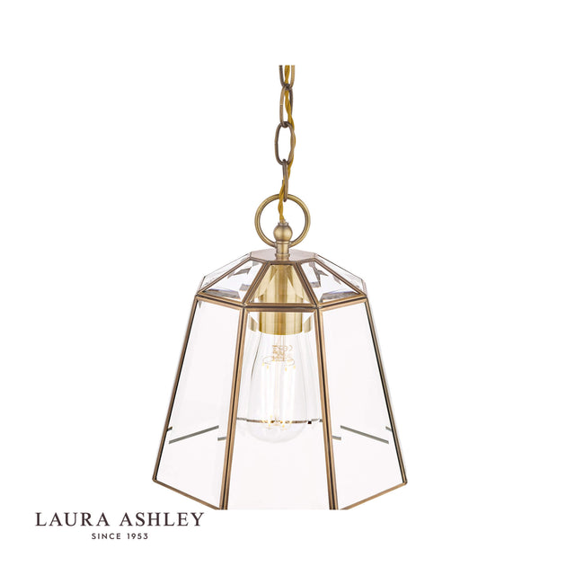 Laura Ashley Clayton Pendant Antique Brass Glass