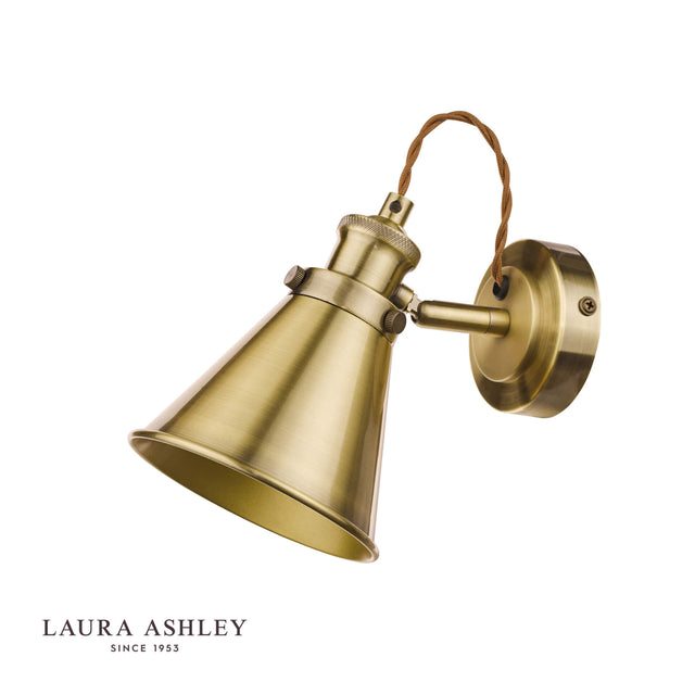 Laura Ashley Rufus Single Spotlight Antique Brass