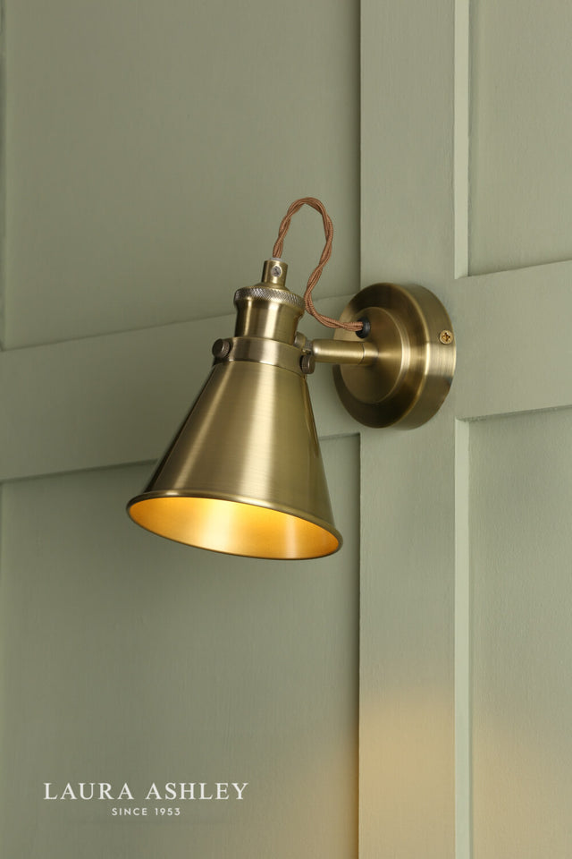 Laura Ashley Rufus Single Spotlight Antique Brass