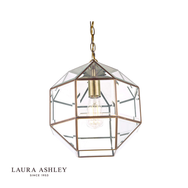 Laura Ashley Blackwell Pendant Antique Brass Glass