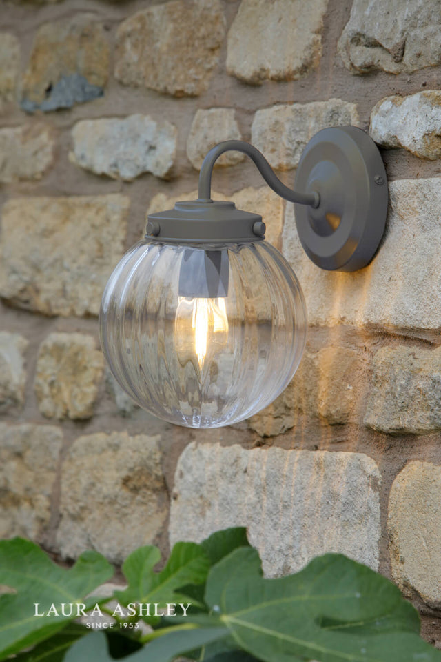 Laura Ashley Georgie Outdoor Wall Light Matt Grey Glass IP44