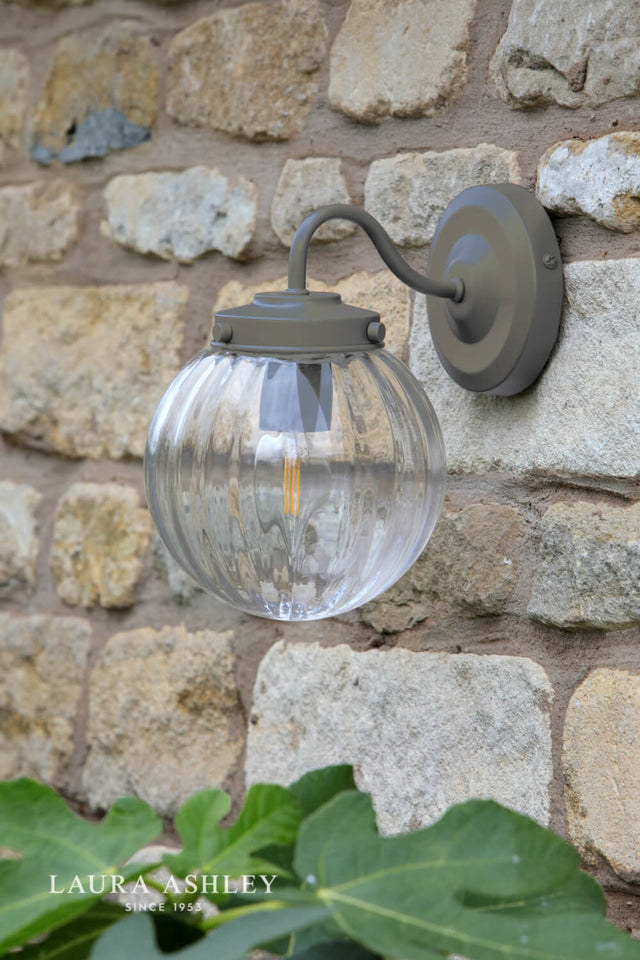 Laura Ashley Georgie Outdoor Wall Light Matt Grey Glass IP44