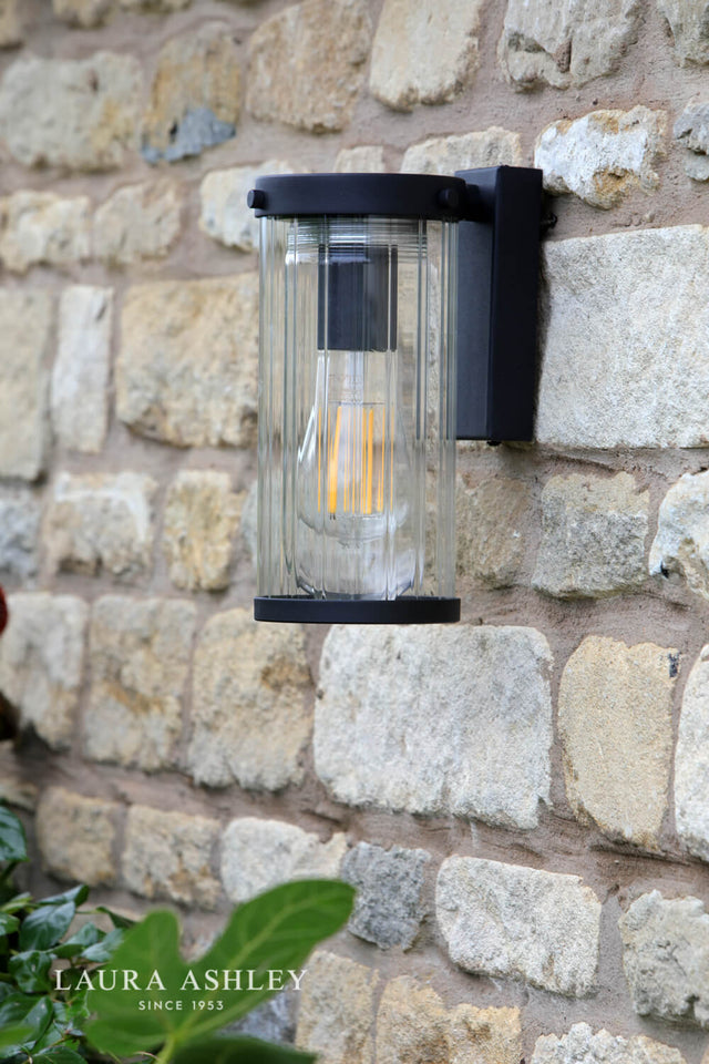 Laura Ashley Arthur Outdoor Wall Light Matt Black Glass IP44