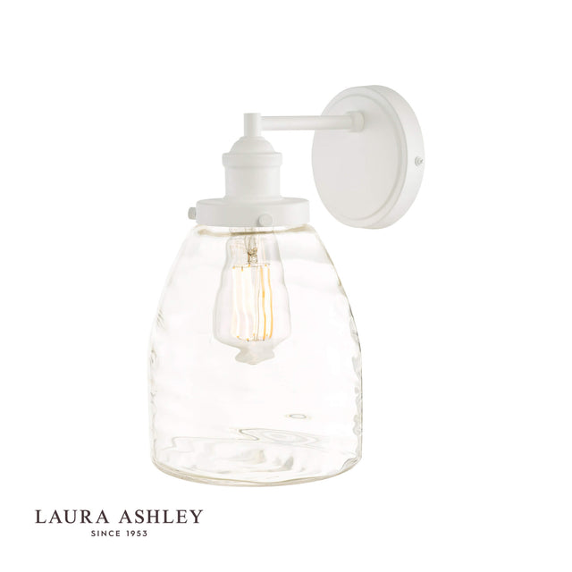 Laura Ashley Ainsworth Outdoor Wall Light Matt Cream Glass IP44