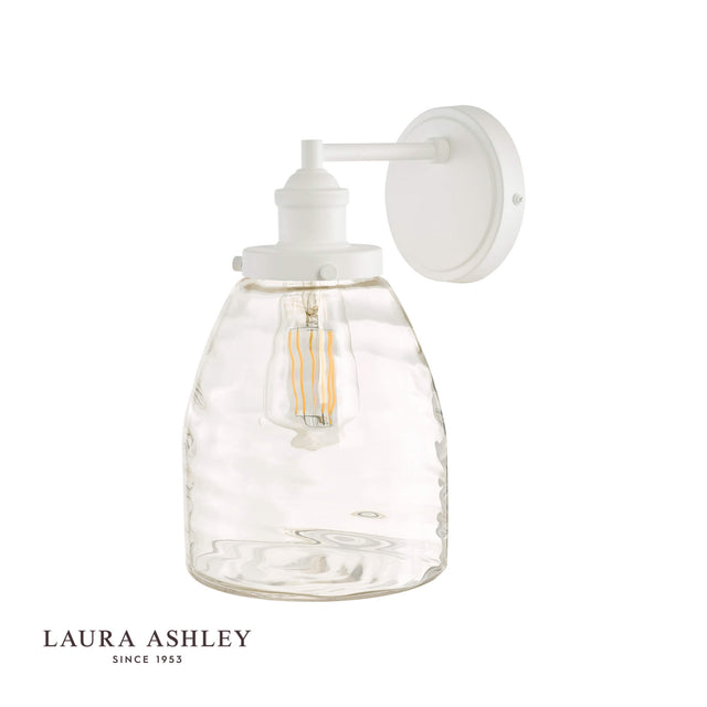 Laura Ashley Ainsworth Outdoor Wall Light Matt Cream Glass IP44