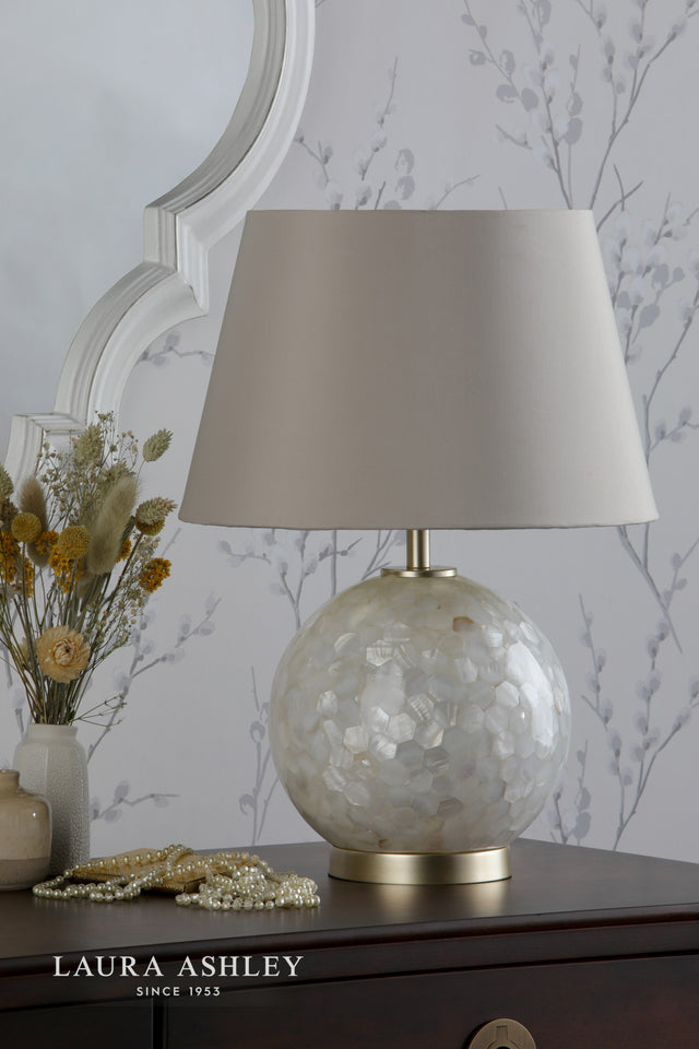 Mathern Table Lamp Cream Shell & Champagne With Shade