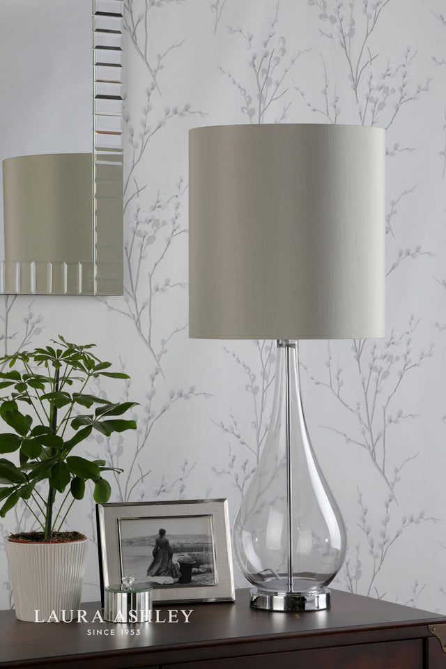 Bronant Table Lamp Smoked Glass & Polished Chrome With Shade