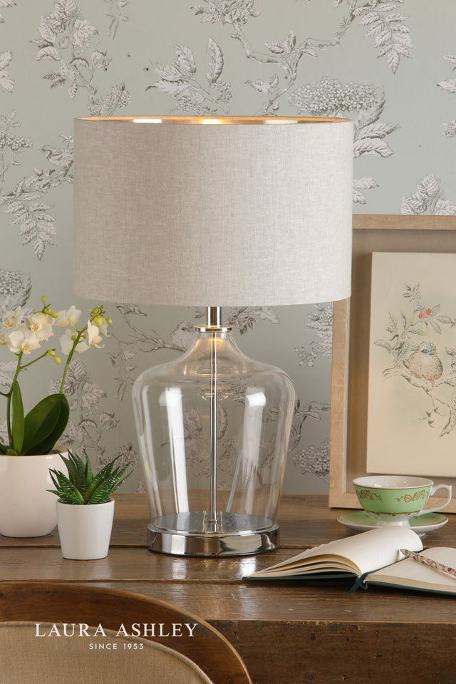 Ockley Touch Table Lamp Polished Chrome & Glass With Shade