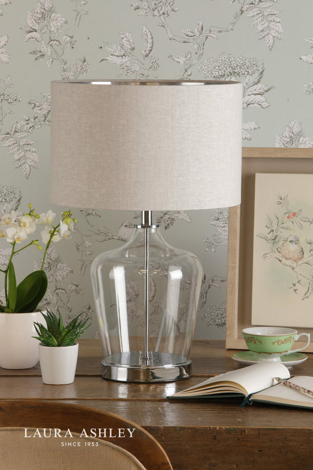 Ockley Touch Table Lamp Polished Chrome & Glass With Shade