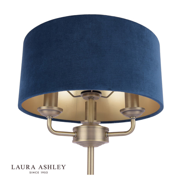 Sorrento 3 Light Table Lamp Antique Brass & Blue Shade