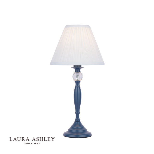 Ellis Table Lamp Matt Blue & Crystal With Shade