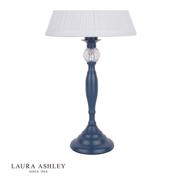 Ellis Table Lamp Matt Blue & Crystal With Shade