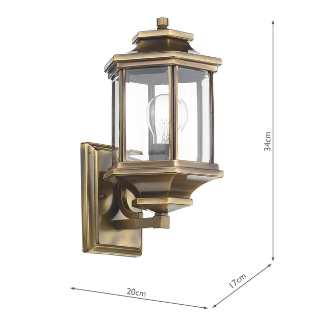 Ladbroke Outdoor Wall Light Antique Brass Glass IP44