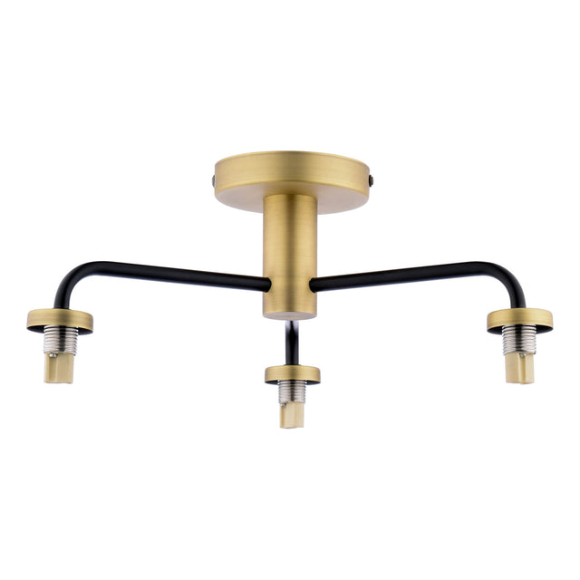 Lainey 3 Light Semi-Flush Matt Black and Antique Brass Frame Only