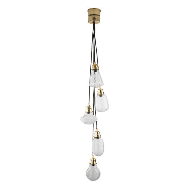 Lashira 5 Light Cluster Pendant Polished Brass & Glass