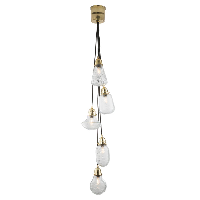 Lashira 5 Light Cluster Pendant Polished Brass & Glass