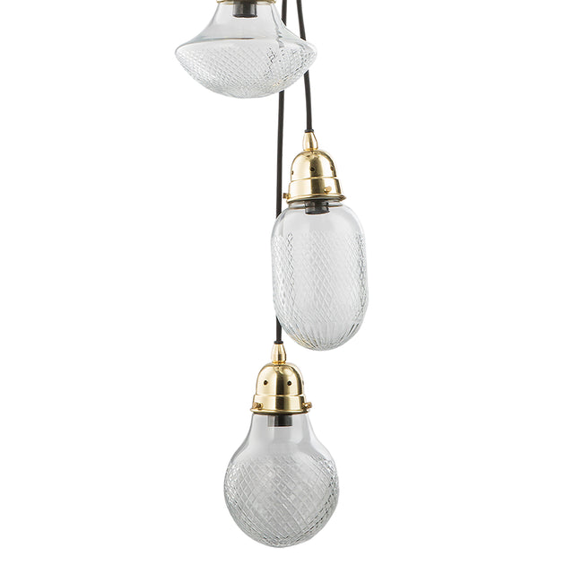 Lashira 5 Light Cluster Pendant Polished Brass & Glass