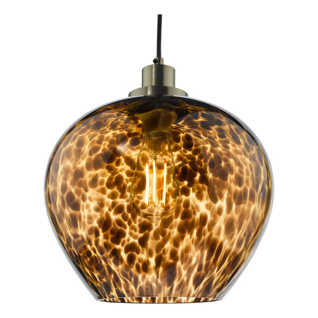 Leandra Pendant Tortoiseshell Glass and Antique Brass