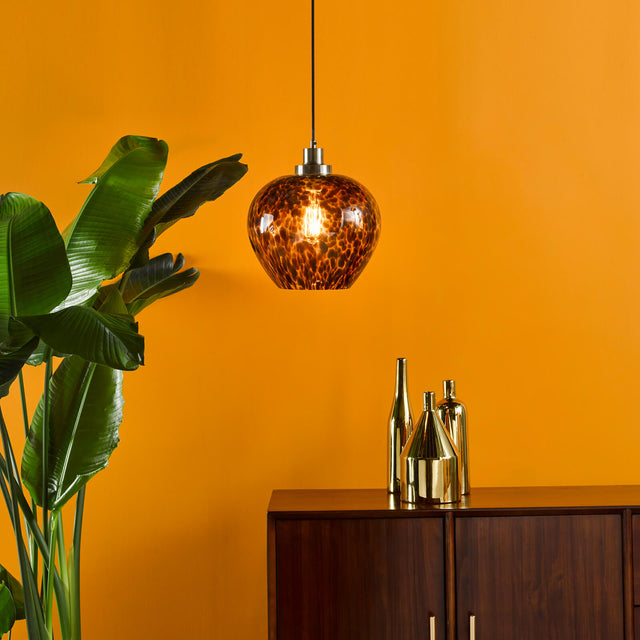 Leandra Pendant Tortoiseshell Glass and Antique Brass