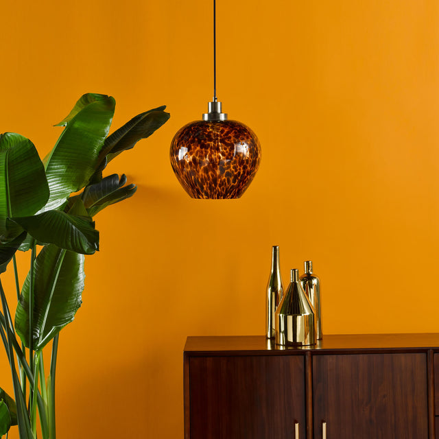 Leandra Pendant Tortoiseshell Glass and Antique Brass