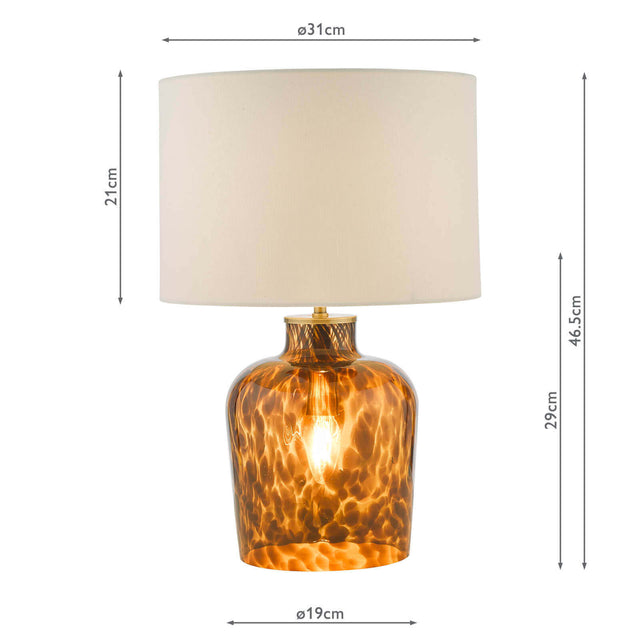 Leandra Dual Light Table Lamp Tortoiseshell Glass With Shade