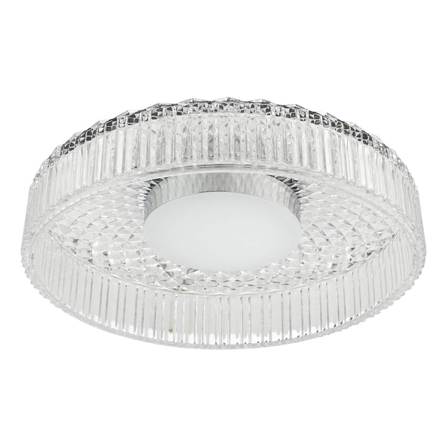 Leena Flush Polished Chrome and Ribbed Glass LED