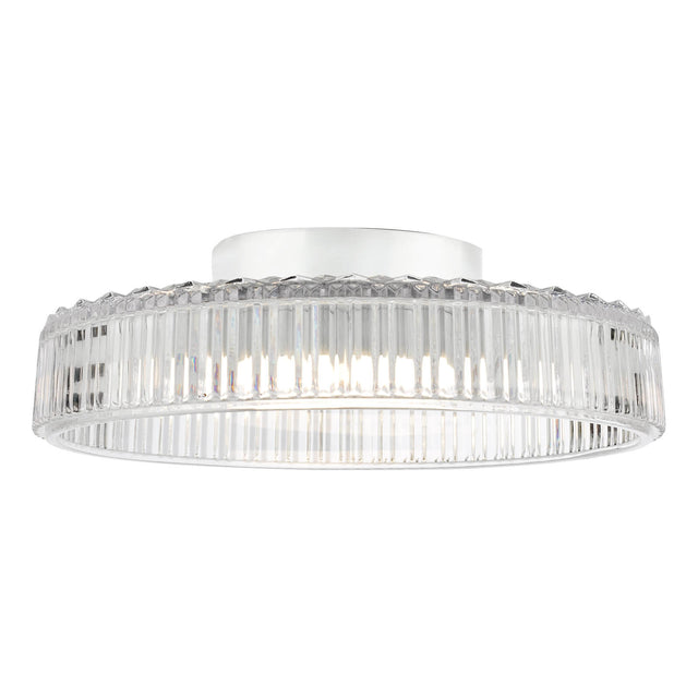 Leena Flush Polished Chrome and Ribbed Glass LED