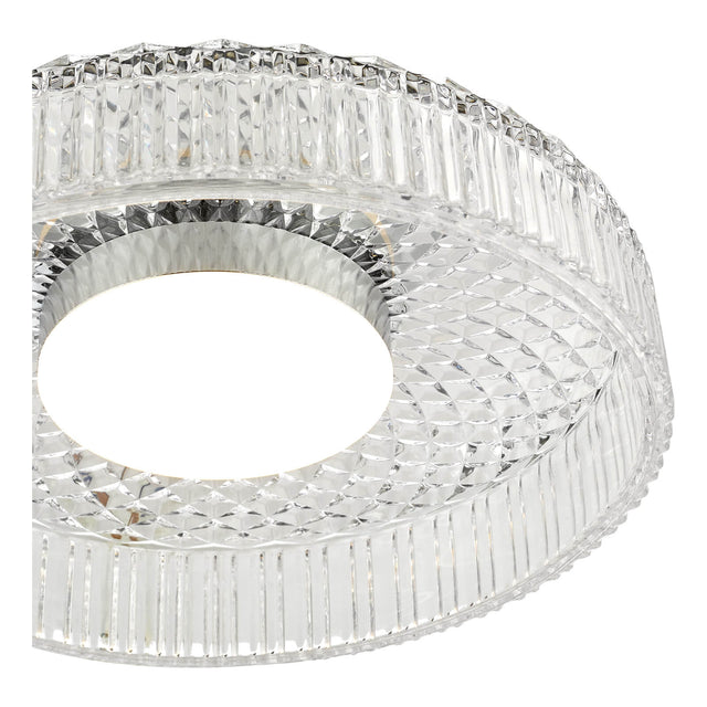 Leena Flush Polished Chrome and Ribbed Glass LED