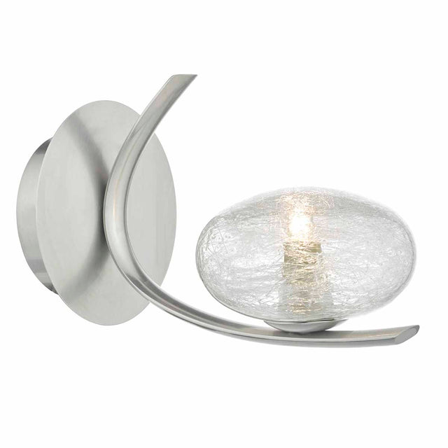 Leighton Wall Light Satin Chrome & Sugar Cane Glass